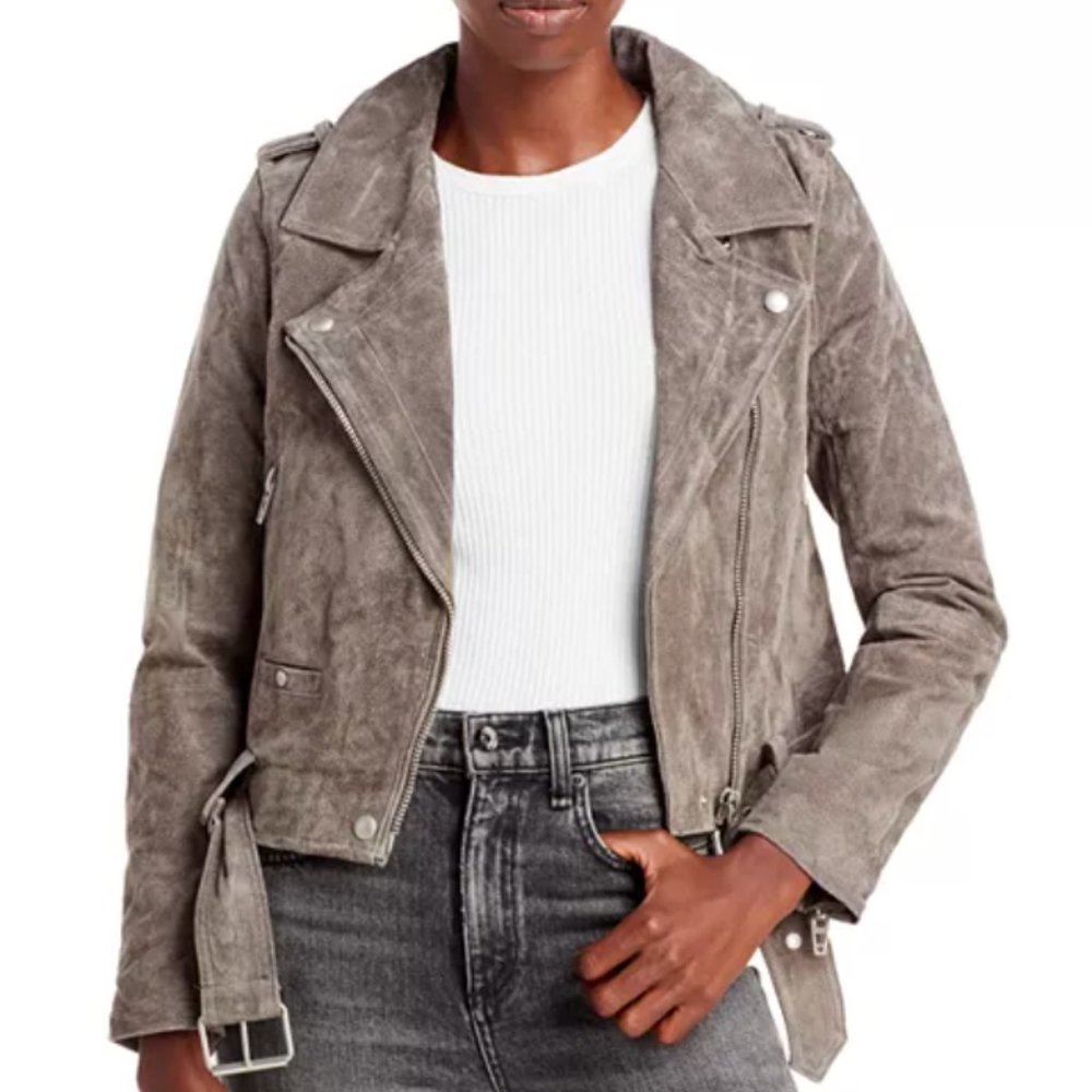 BLANK NYC GREY SUEDE LEATHER JACKET